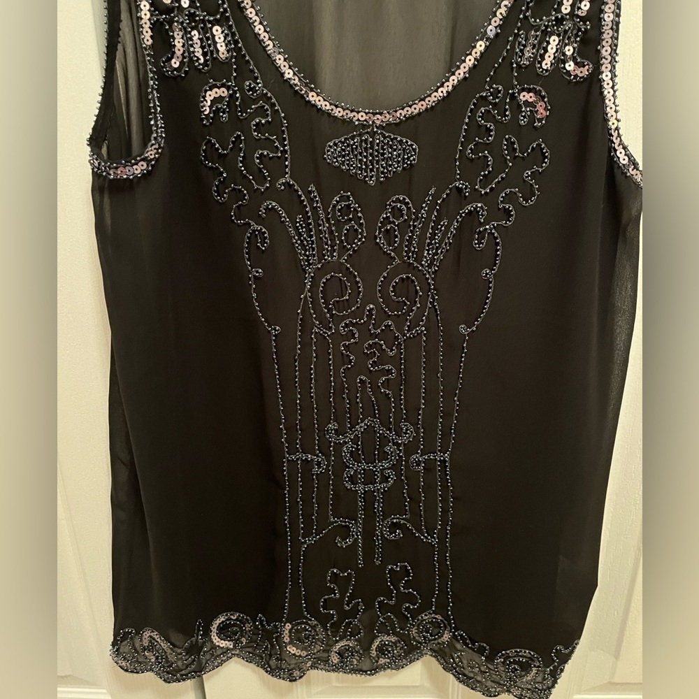 Reitmans Sheer Black Beaded Tank Top - Picture 4 of 5